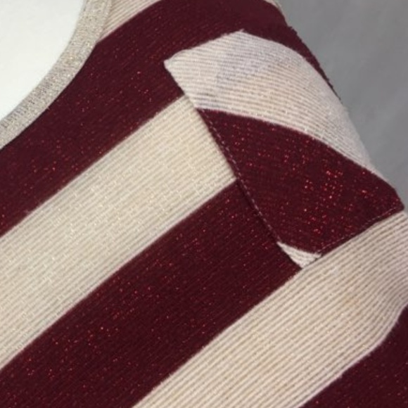 3/ $15 Shimmery Red White Stripe Razor Back Tank - Picture 6 of 8